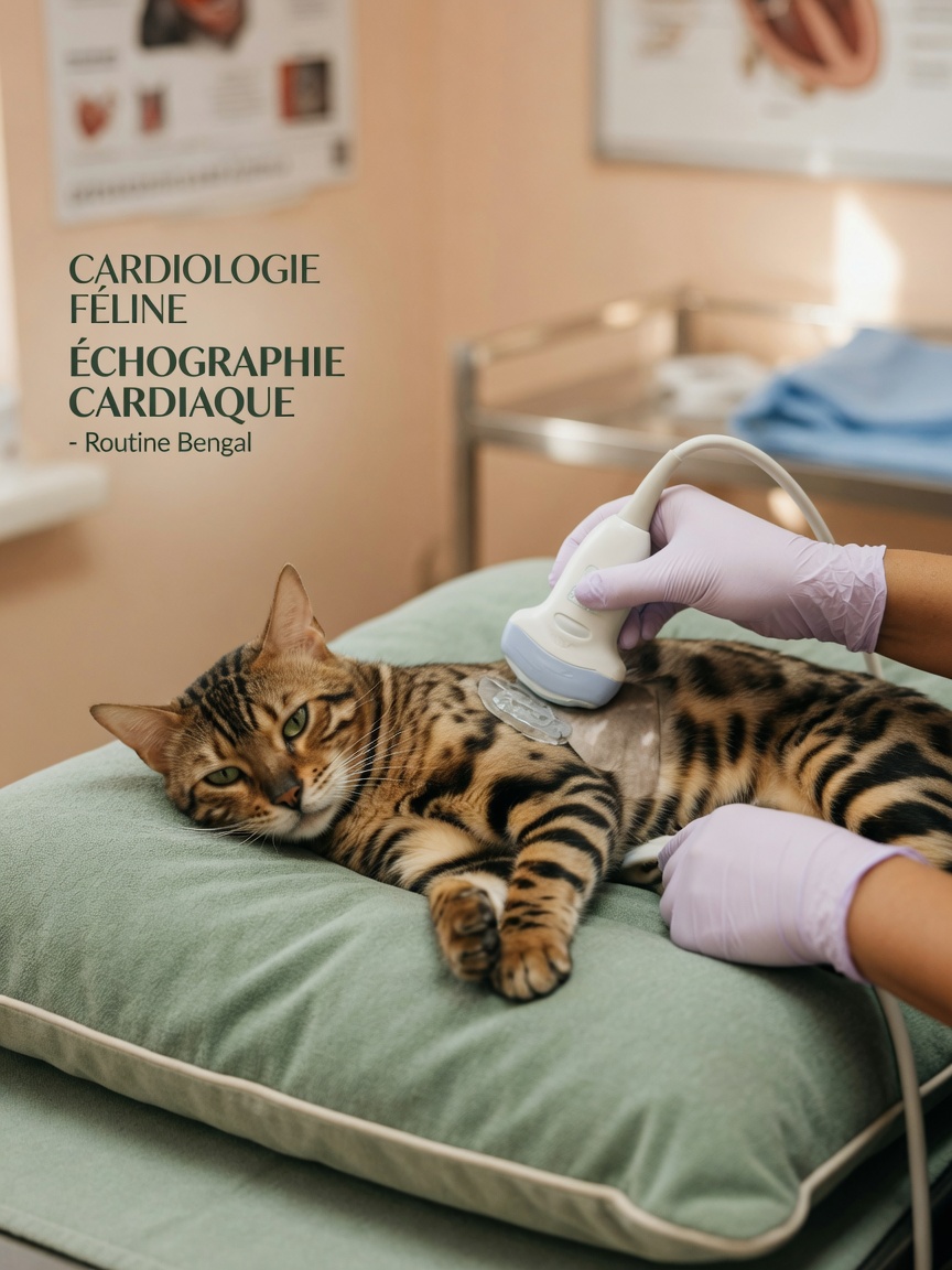 Gatto Bengal sottoposto a screening cardiaco ecografico per HCM