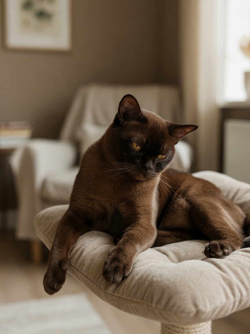 Sable Burmese cat displaying neck ventroflexion weakness characteristic of hypokalaemic polymyopathy