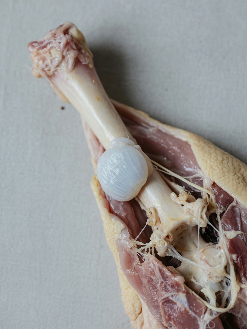 Close-up of raw turkey neck showing bone structure and connective tissue