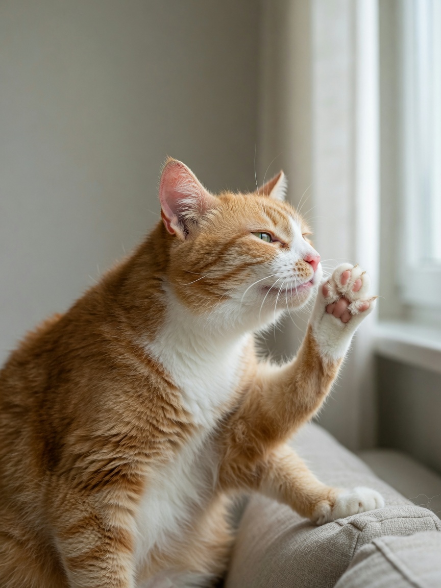 Cat scratching vigorously at its ear due to ear mite irritation and itchiness