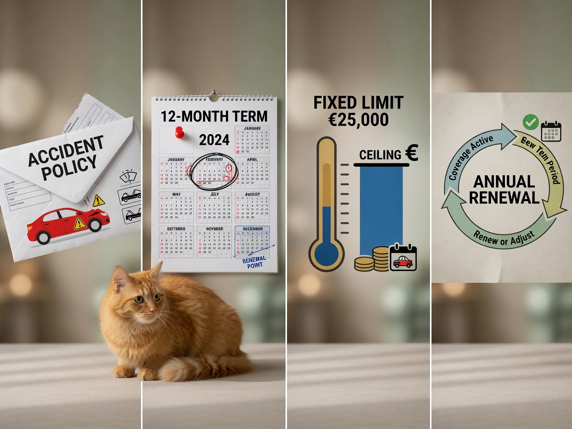 Visual representation of four cat insurance policy types with a ginger cat in foreground