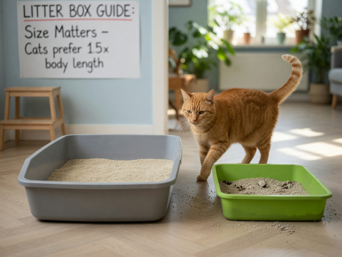Comparison of appropriately-sized and cramped litter boxes with cat preferring larger tray