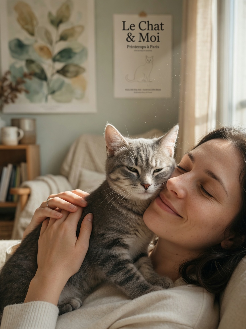A cat head bunting against their owner's face, a sign of deep affection and trust