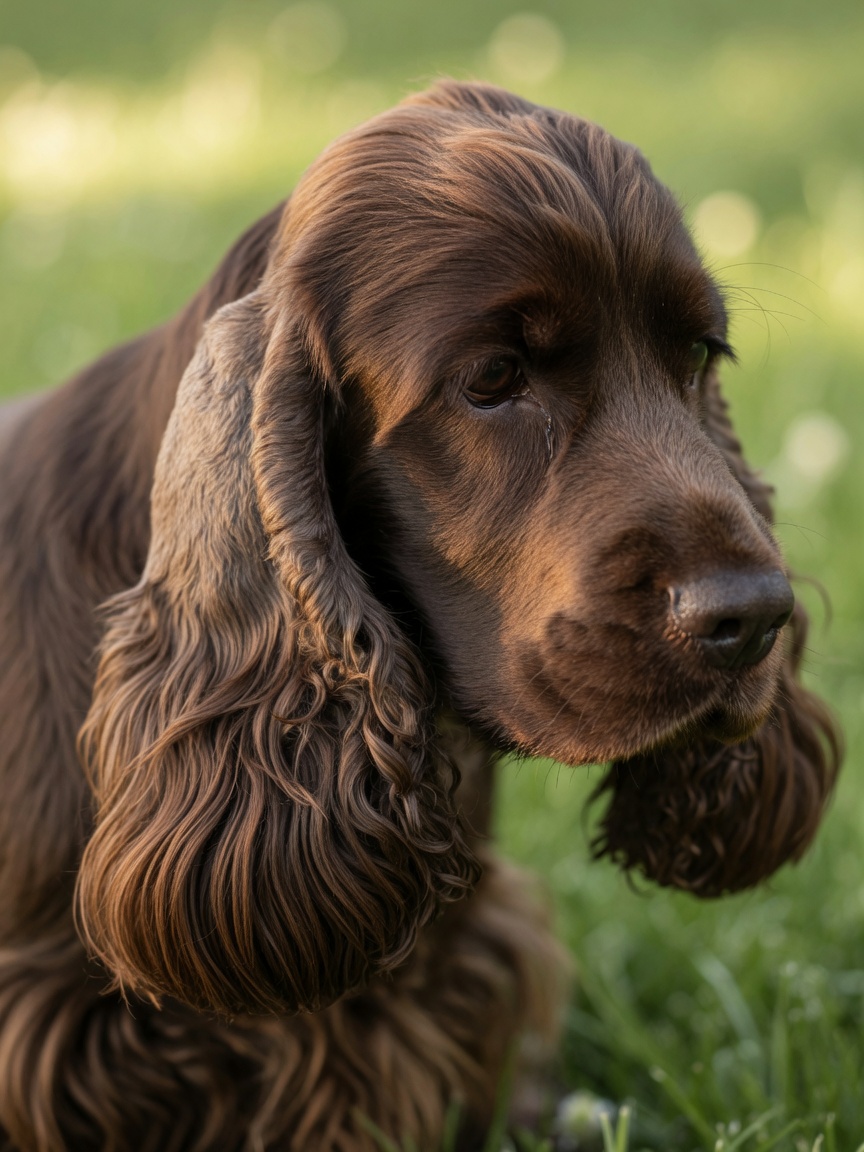 Close-up of a Cocker Spaniel's pendulous ears, which are prone to ear infections due to reduced airflow