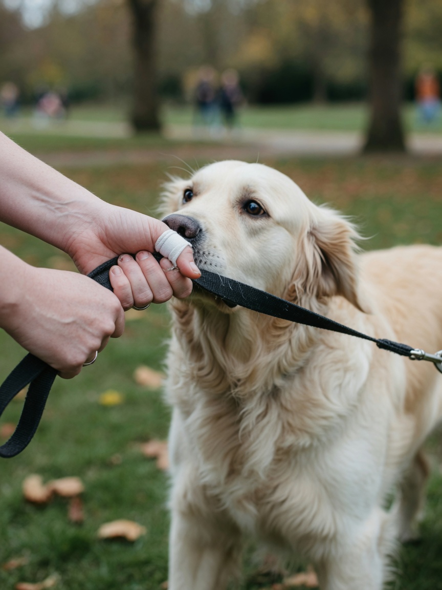 Handler's tense grip on leash transmitting stress to reactive dog