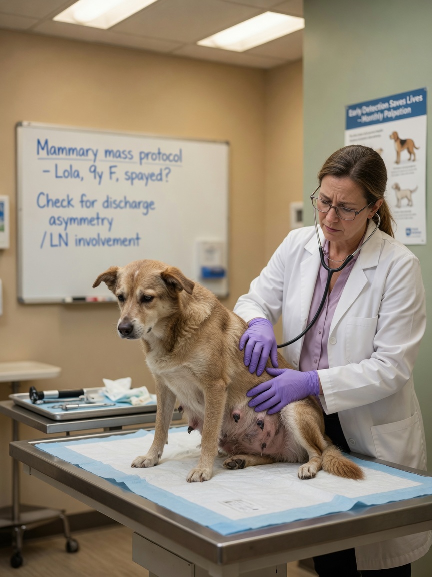 Veterinary consultation for a dog with severe false pregnancy symptoms requiring medical intervention
