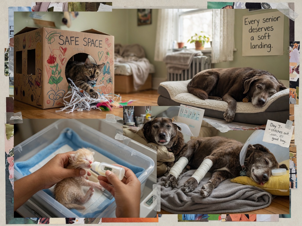 Multiple foster care scenarios showing neonatal, medical recovery, behavioural, and long-term fostering placements