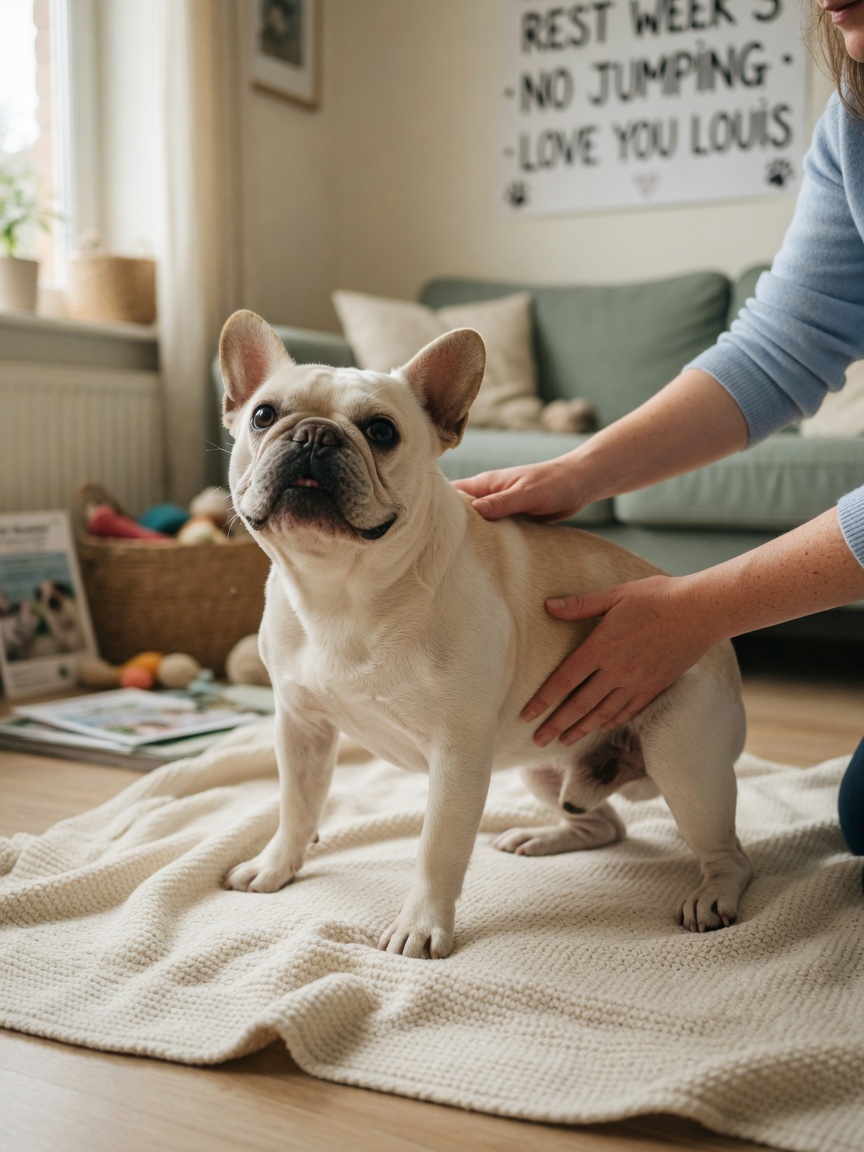 French Bulldog experiencing hind leg weakness related to spinal disc disease