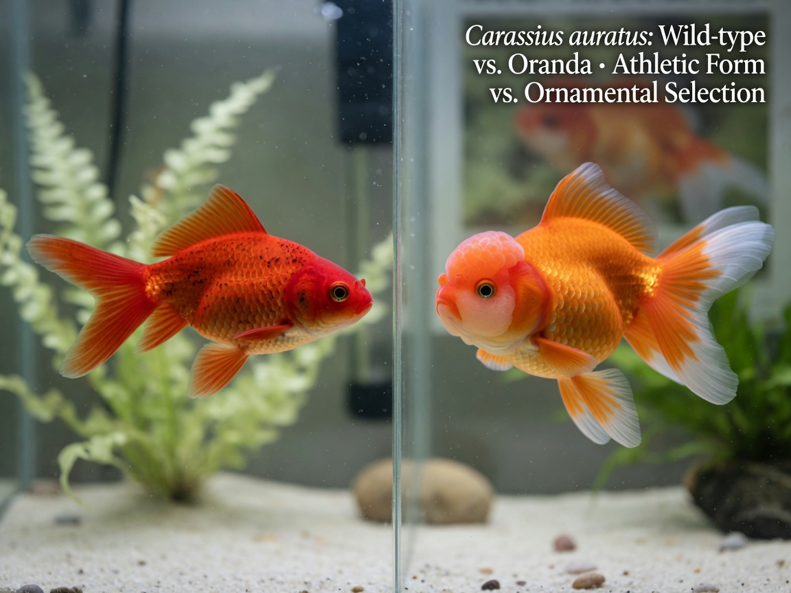 Common goldfish and fancy goldfish varieties displaying their different body shapes and proportions