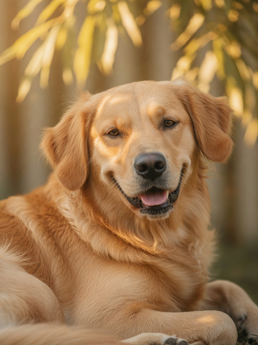 Close-up of a dog displaying relaxed and friendly body language with soft expression and forward ears