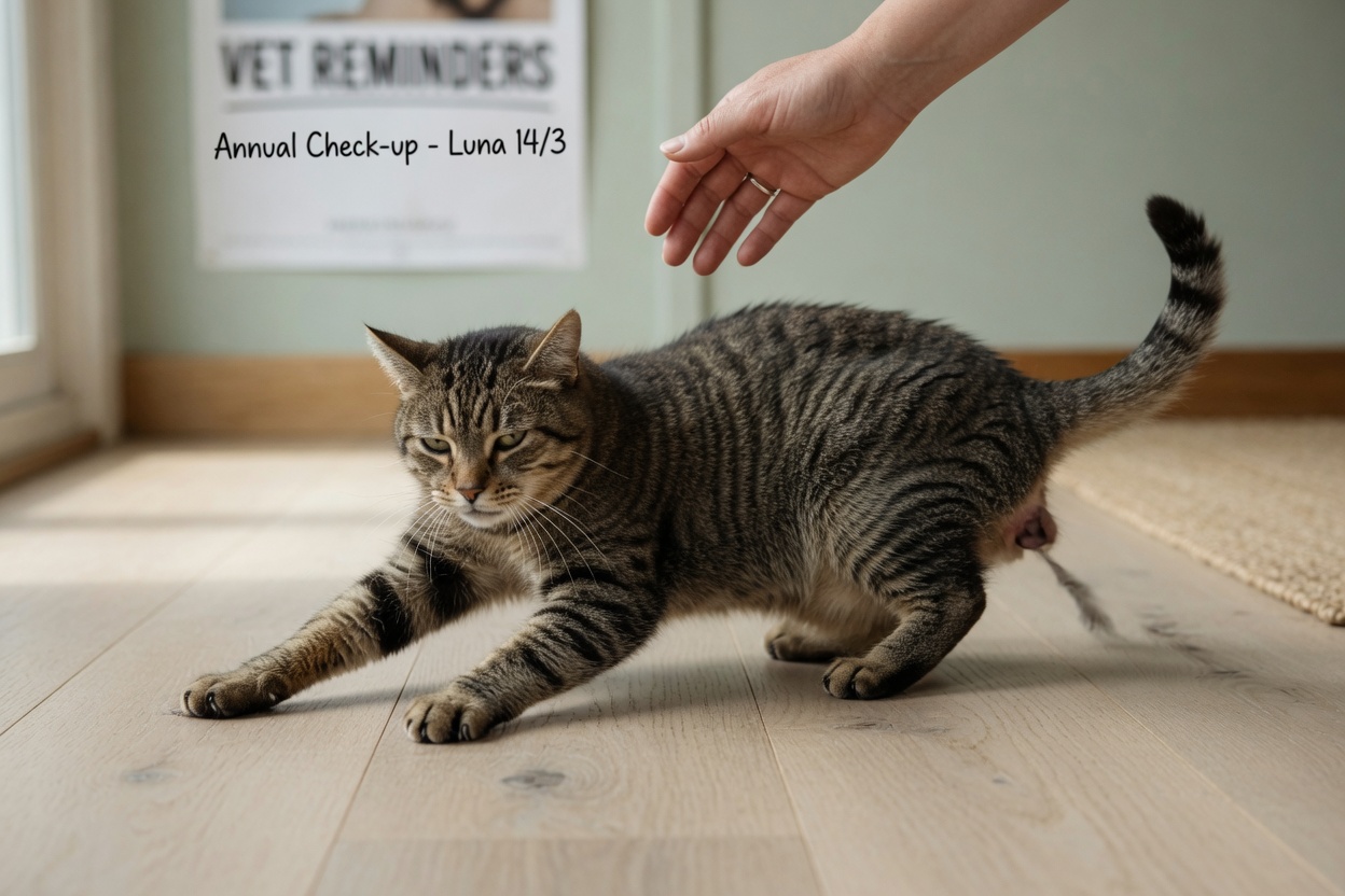 Cat scooting on floor showing signs of anal gland discomfort