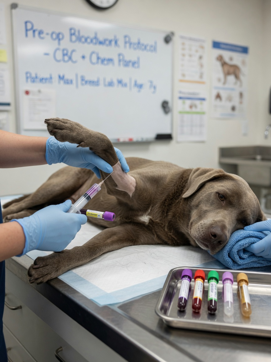 Blood sample collection from a dog for karyotyping and hormonal assays during intersex condition diagnosis