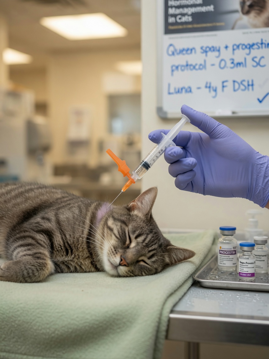 Scientific visualization of progesterone receptors stimulating mammary gland tissue growth in cats