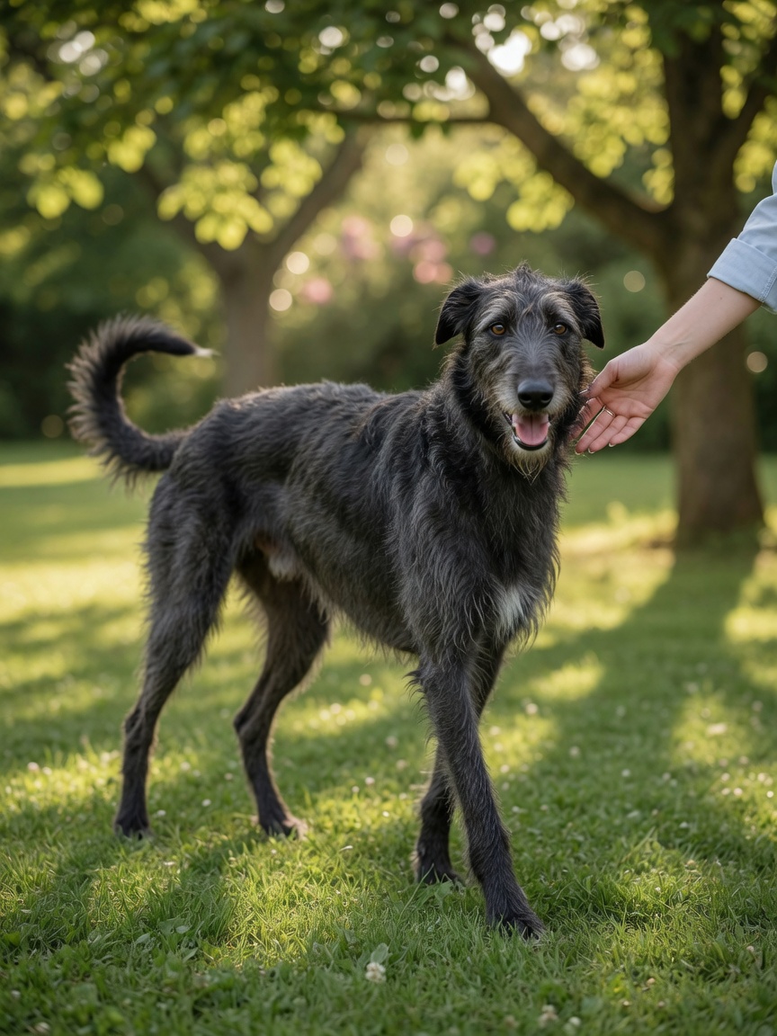 Cão com três patas caminhando ao ar livre demonstrando adaptação bem-sucedida e qualidade de vida pós-amputação
