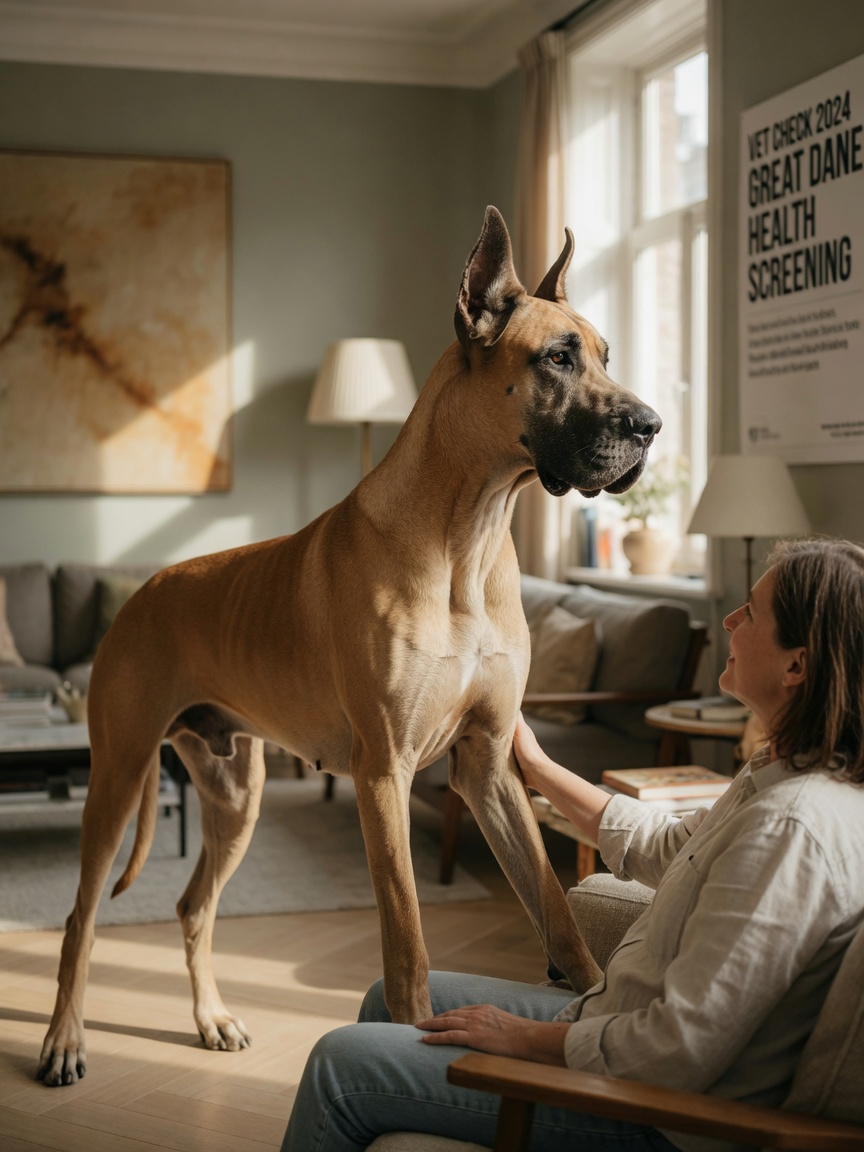 Large breed Great Dane showing size and skeletal structure typical of dogs at high risk for osteosarcoma