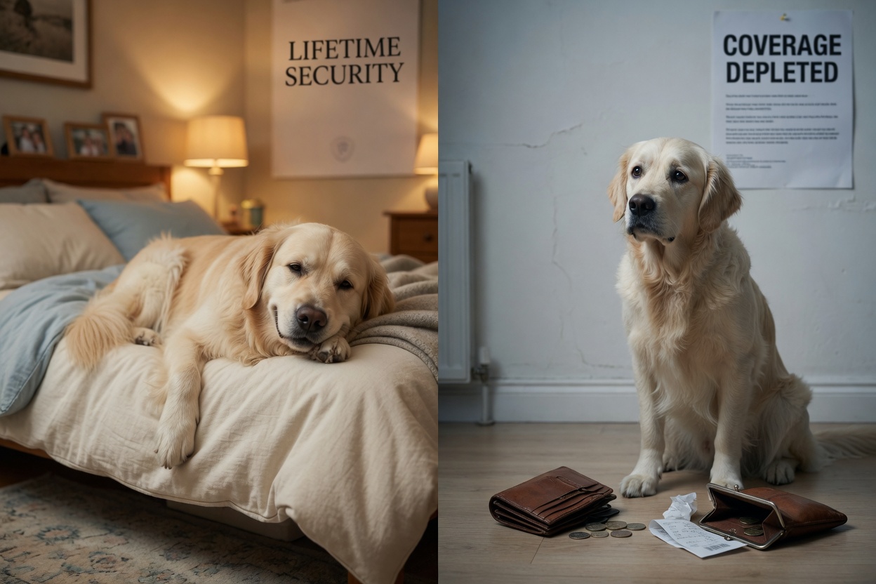Comparison of lifetime versus limited pet insurance coverage scenarios