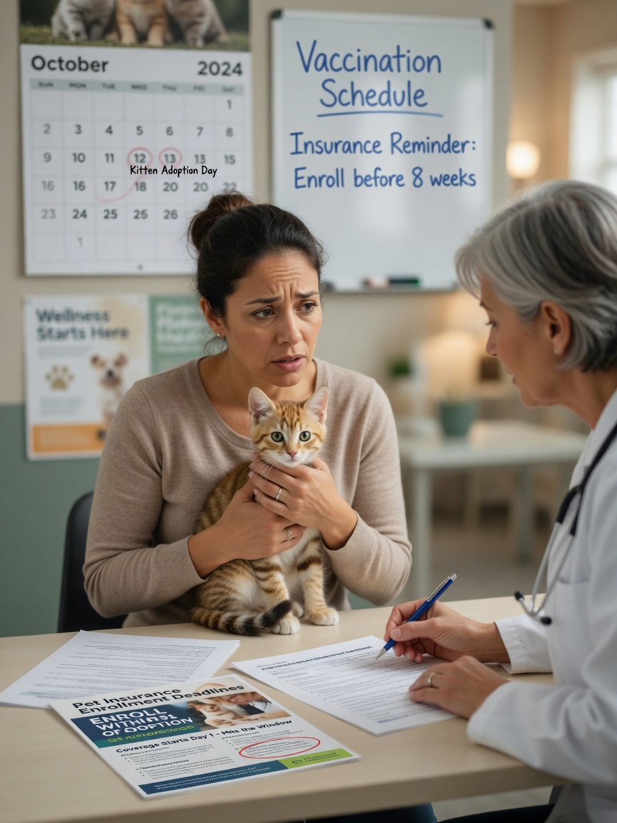 Pet owner learning about pre-existing condition exclusions during insurance consultation