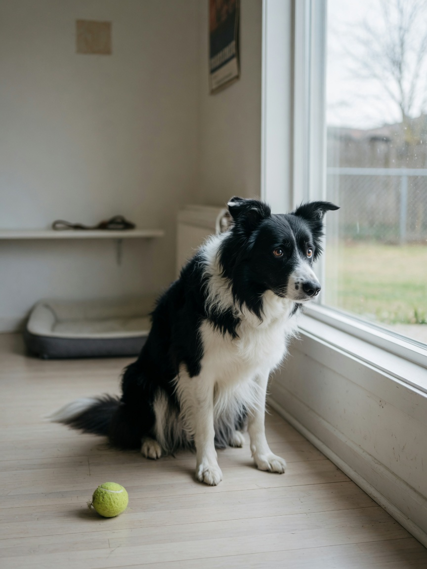 Bored Border Collie in under-stimulated home environment