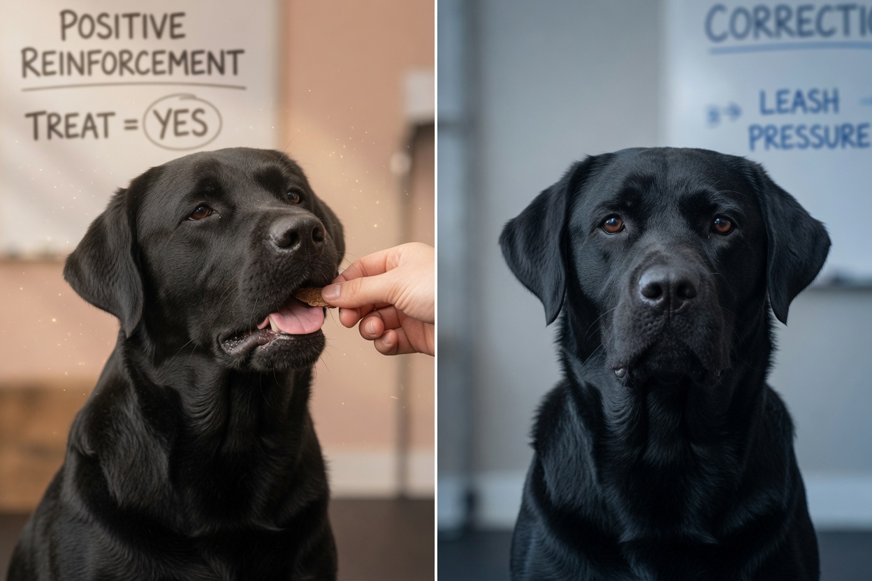 Comparaison de la réponse émotionnelle du chien : détendu lors du renforcement positif par rapport au dressage aversif