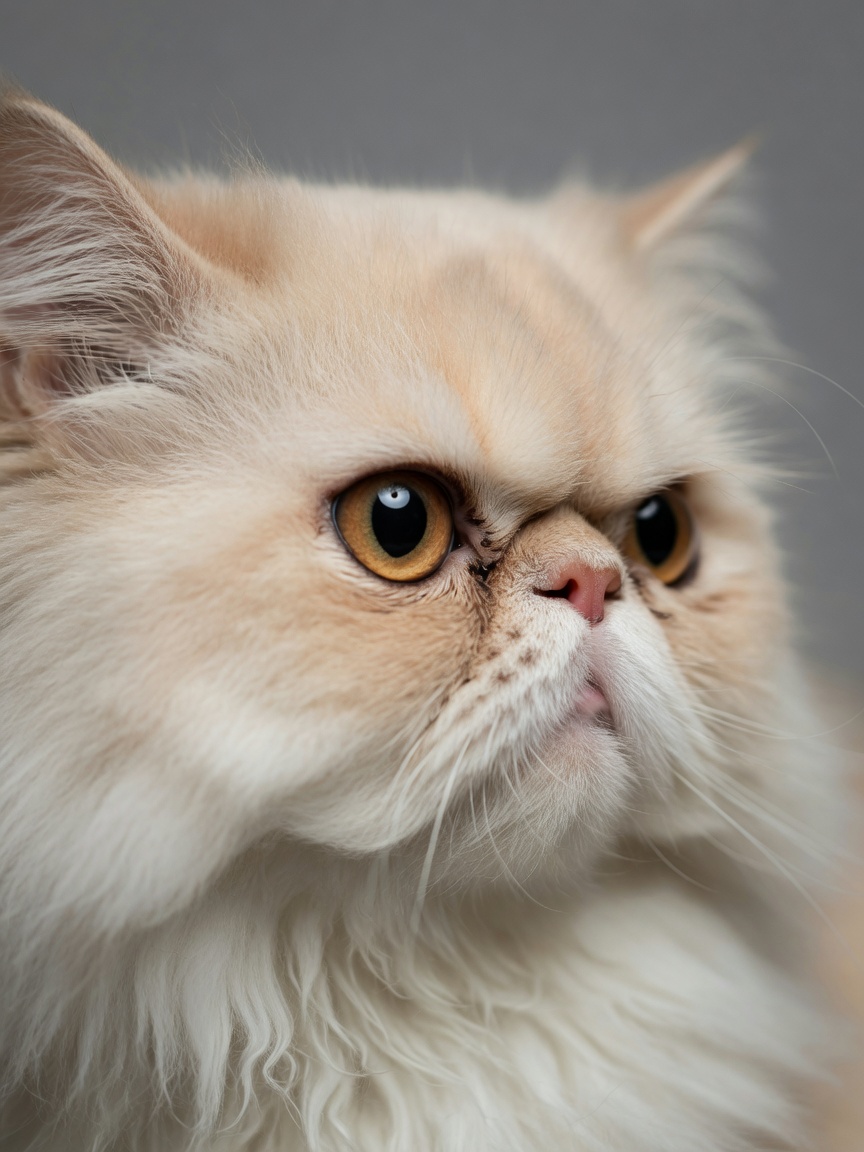 Close-up profile of a Persian cat showing flattened facial anatomy and narrowed nostril openings