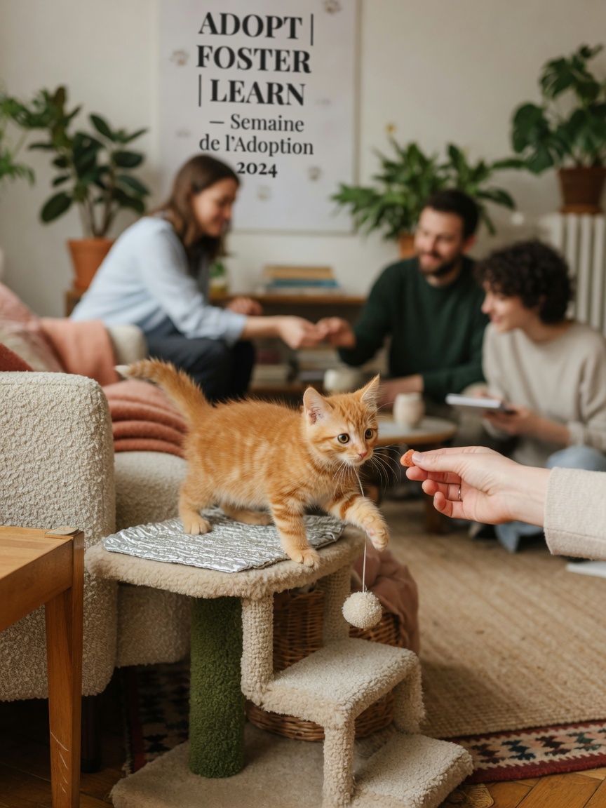 Kitten actively exploring home environment with varied surfaces and positive human interaction during early weeks