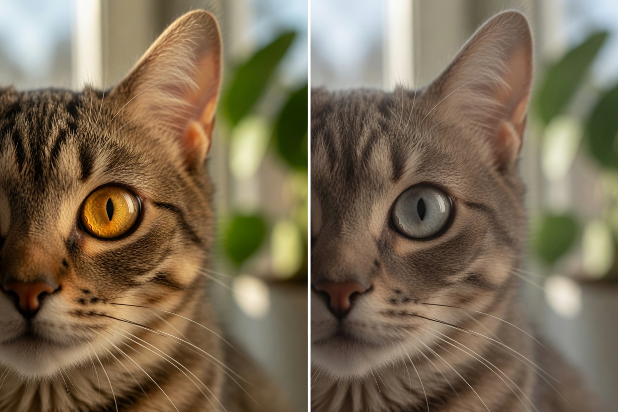 Comparison of healthy cat eyes versus taurine deficiency causing retinal damage