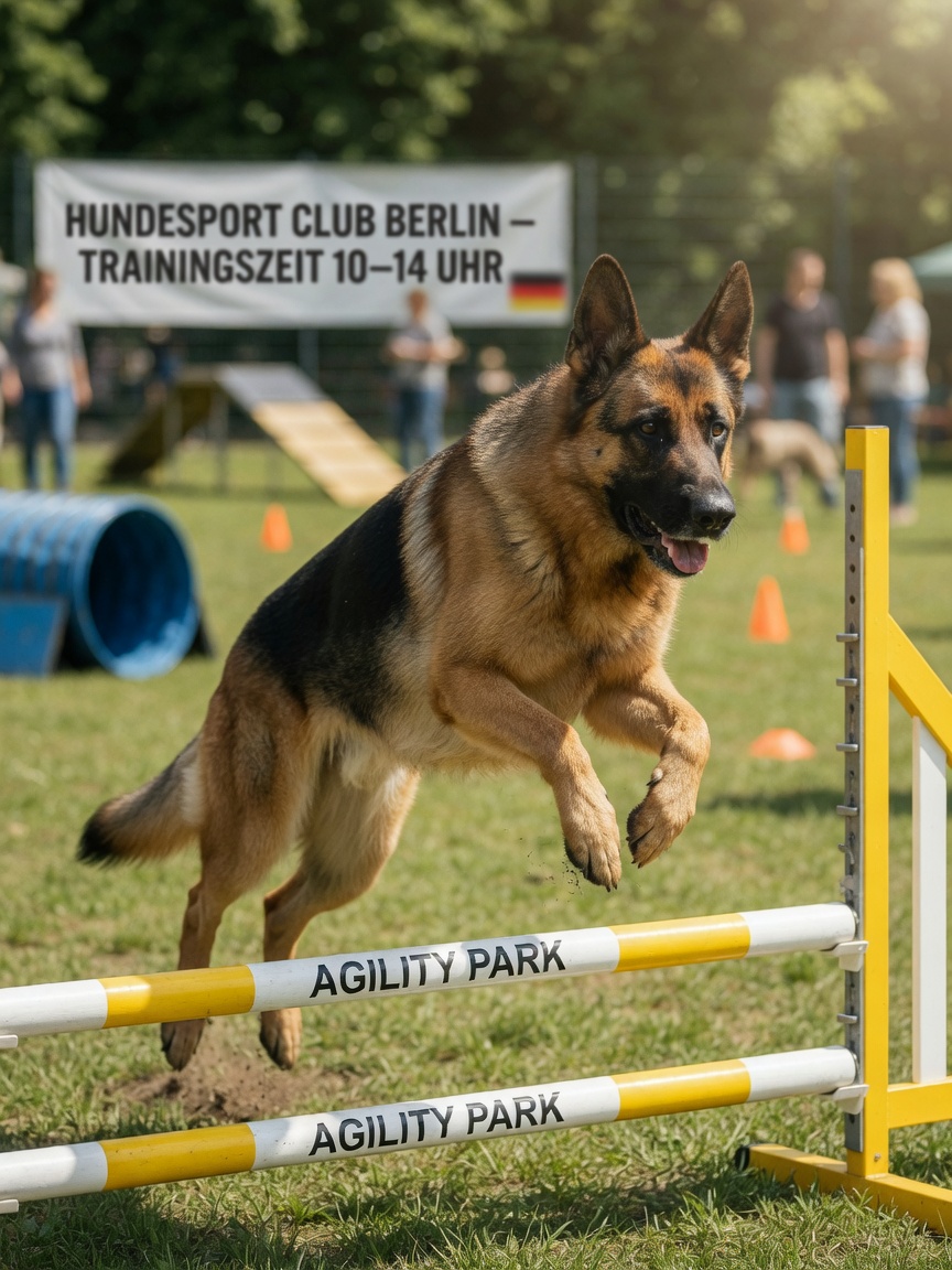 German Shepherd performing agility training to demonstrate exercise needs