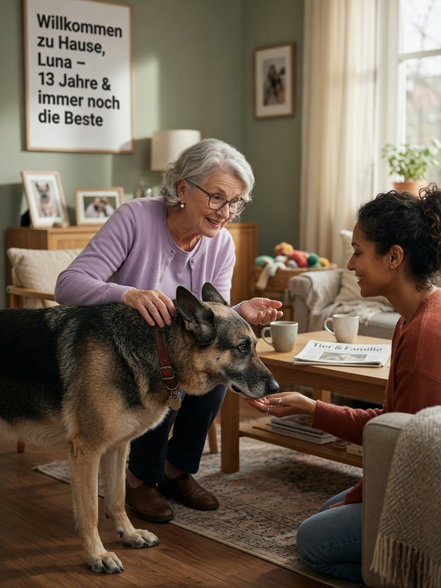 Dog owner introducing their German Shepherd to a trusted family member as a potential guardian